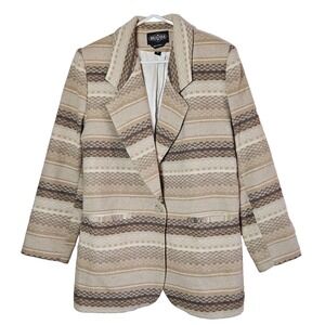 Braetan Women's Tan Stripe Blazer MED Wool Blend Jacket Ukraine Western Vtg‎
